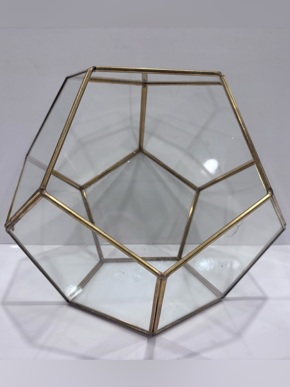 Vintage  Brass Glass Mirror Back Curio Cabinet Display Case mcm